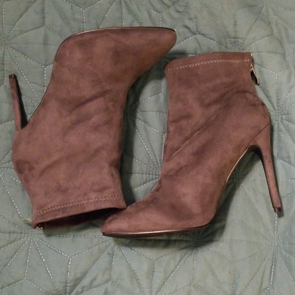 Suede Grey Stiletto Booties